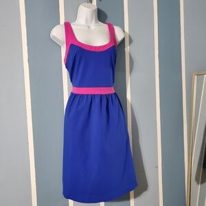 Cynthia Rowley Royal Blue Midi Dress with Pink Accents